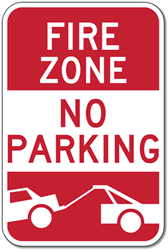 Fire Zone No Parking Tow-Away Symbol - 12x18