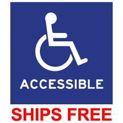 Label - Wheelchair Symbol and text Accessible - 6x6 (Package of 3)