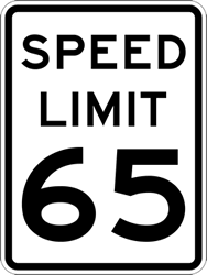 Sixty-Five Mile Per Hour Sign - 18x24 - Official MUTCD Compliant Reflective Rust-Free Heavy Gauge Aluminum R2-1 Speed Limit Signs