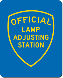 Official Lamp Adjusting Station Sign - Single-Faced - 24x30 - Reflective, heavy-gauge aluminum Lamp  Adjusting Station sign