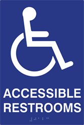 ADA Compliant Accessible Restrooms Guide Sign with Tactile Text and Grade 2 Braille - 6x9