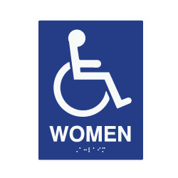 ADA Compliant Wheelchair Access Pictogram with Text Women Restroom Wall Sign - Tactile Text and Grade 2 Braille - 6x8