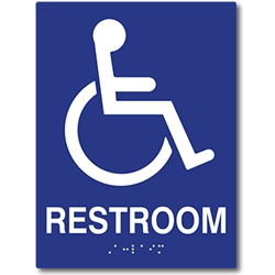 ADA Compliant Wheelchair Access Pictogram Restroom Wall Sign - Tactile Text and Grade 2 Braille - 6x8