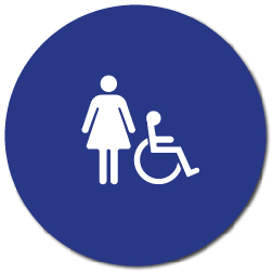 ADA Compliant and Title 24 Compliant  Womens Restroom Door Signs with Female and Wheelchair Symbols - 12x12