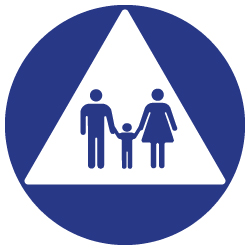 ADA Compliant Family Unisex Restroom Door Signs - 12x12