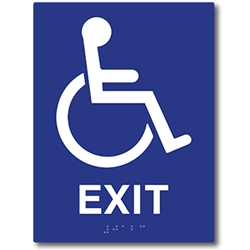 ADA Compliant Accessible Symbol Exit Sign with Tactile Text and Grade 2 Braille - 6x8