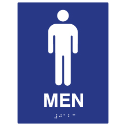 ADA Compliant Mens Restroom Wall Signs with Tactile Text Braille - 6x8
