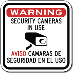 Warning Security Cameras In Use Sign - Aviso Camaras De Seguridad En El Uso - 12x12- Reflective Rust-Free Heavy Gauge Aluminum Bilingual Security Signs