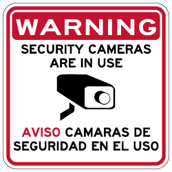 Warning Video Cameras In Use Signs - Aviso Camaras De Seguridad En El Uso Sign - 18x18 - Reflective Rust-Free Heavy Gauge Aluminum Bilingual Video Surveillance Signs