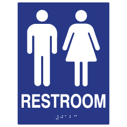 ADA Compliant Unisex Restroom Wall Signs with Tactile Text and Grade 2 Braille- 6x8