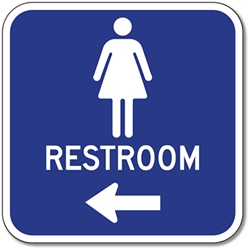 Aluminum Womens Restrooms Sign - Left Arrow - 12x12
