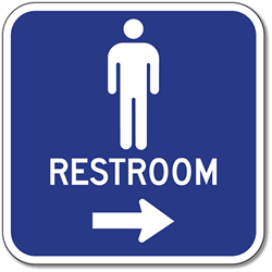 Outdoor Rated Aluminum Men's Restrooms Sign - Right Arrow - 12x12