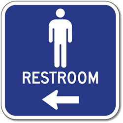 Outdoor Rated Aluminum Mens Restrooms Sign - Left Arrow - 12x12 - Reflective Rust-Free Heavy Gauge (.063) Aluminum Restroom Signs