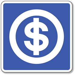 Cashier Symbol Sign - 8x8- Non-Reflective Rust-Free .050 Gauge Aluminum Symbol Sign for Cashier or Money Services