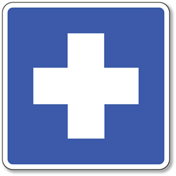 First Aid Symbol Sign - 8x8- Non-Reflective Rust-Free .050 Gauge Aluminum Symbol for First Aid Sign