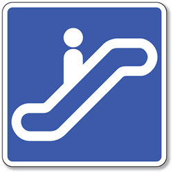 Escalator Symbol Sign - 8x8- Non-Reflective Rust-Free .050 Gauge Aluminum Symbol Sign for Escalators
