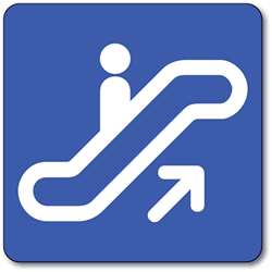 Escalator Up Symbol Sign - 8x8- Non-Reflective Rust-Free .050 Gauge Aluminum Symbol Sign for Up Escalators