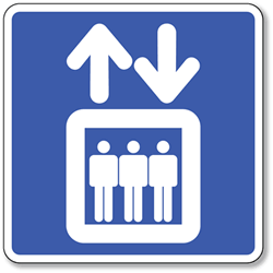 Elevator Symbol Sign - 8x8- Non-Reflective Rust-Free .050 Gauge Aluminum Symbol Sign for Elevators