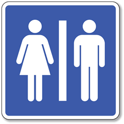 Unisex Restroom Symbol Sign - 8x8- Non-Reflective Rust-Free .050 Gauge Aluminum Symbol Sign for Unisex Bathrooms