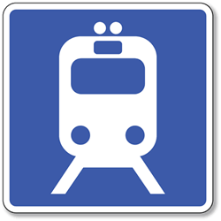 Rail Transportation Symbol Sign - 8x8- Non-Reflective Rust-Free .050 Gauge Aluminum Symbol Sign for Railroads and Rail Transportation