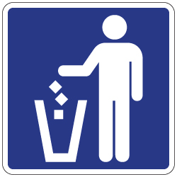 No Littering Symbol Sign - 8x8- Non-Reflective Rust-Free .050 Gauge Aluminum Symbol Sign for No Littering and Sign to indicate trash container locations