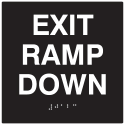 Stock Close Out - ADA Compliant Exit Ramp Down Sign - Black