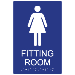 DA Compliant Female Fitting Room Sign with Tactile Text and Grade 2 Braille - 6x9