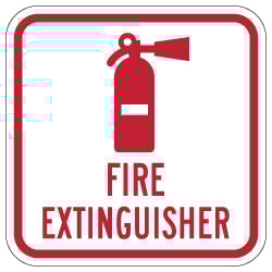 Fire Extinguisher Symbol with Text Sign - 12x12 - Reflective rust-free heavy-gauge aluminum Fire Extinguisher Location Signs