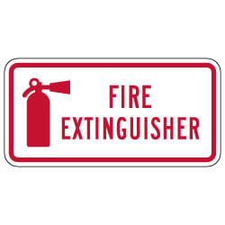 Fire Extinguisher Symbol with Text Sign - 12x6 - Reflective rust-free heavy-gauge aluminum Fire Extinguisher Location Signs