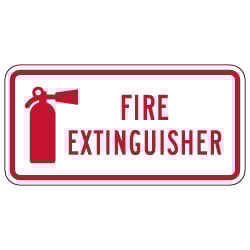 Fire Extinguisher Symbol with Text Sign - 12x6 - Reflective rust-free heavy-gauge aluminum Fire Extinguisher Location Signs
