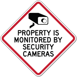 Property Is Monitored By Security Cameras Sign - 18x18 - Diamond-Shaped Reflective rust-free heavy-gauge aluminum Security Signs