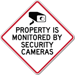 Property Is Monitored By Security Cameras Sign - 24x24 - Diamond-Shaped Reflective rust-free heavy-gauge aluminum Security Signs