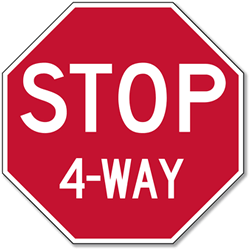 Intersection STOP Sign - 24x24 - Choice of 2, 3, 4 or All Way