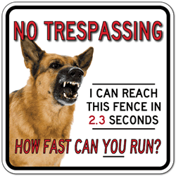 Buy No Trespassing Guard Dog Door Signs - 18x18 - Full-Color Reflective Rust-Free Aluminum Guard Dog Signs