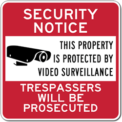 Property Protected By Video Surveillance Sign - 24x24