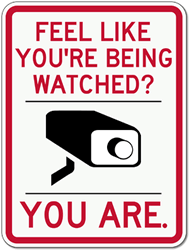 Feel Like You&#39;re Being Watched Video Camera Security Sign - 18x24