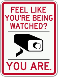 Feel Like You're Being Watched? You Are. - Video Camera Security Sign - 18x24 - A Reflective Rust-Free Heavy Gauge Aluminum Video Security Sign