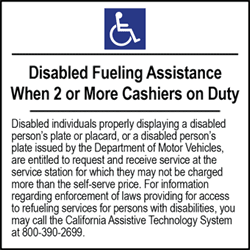 Disabled Fueling Assistance Available When 2 Or More Cashiers on Duty - 6x6- Package of 3 Labels or Window Decals