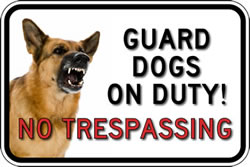 BuyNo Trespassing Guard Dog Photo Signs - 18x12 - Full-Color Reflective Aluminum Guard Dog Signs