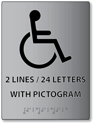 Custom ADA Signs - 2 Lines of Text - 1 Pictogram - Braille - Brushed Aluminum