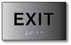 ADA Exit Sign with Tactile Text - Grade 2 Braille - 5x3 - Brushed Aluminum