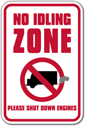 No Truck Idling Zone Please Shut Down Engines Sign -12x18 - Reflective Rust-Free Heavy Gauge Aluminum No Idling Signs