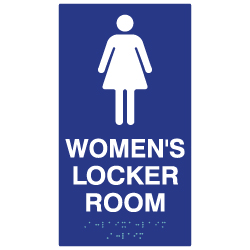 ADA Women's Locker Room Sign with Female Pictogram, Tactile Text and Grade 2 Braille - 11x6