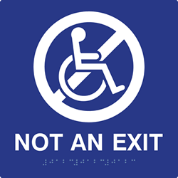 ADA Not An Exit Sign with Text, Symbol, and Braille - 8x8