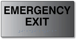 ADA Signs - Emergency Exit Sign with Tactile Text and Grade 2 Braille - 8x4 - Brushed Aluminum is an attractive alternative to plastic ADA signs