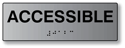 ADA Signs: Acceissible Sign with Tactile (raised) Text and Grade 2 Braille - 6x2.  Brushed Aluminum ADA Signs offer an attractive alternative to plastic ADA signs.