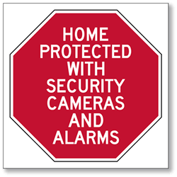 This Home/Business/Property Protected With Security Cameras And Alarms - 6x6 Window Decal or Label - Package of 3