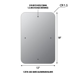 ALUMINUM BLANK 12X18 .063 1.5 CR STD HOLES