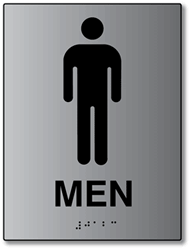 ADA Compliant Men's Bathroom Wall Sign - 6x8 Brushed Aluminum Material