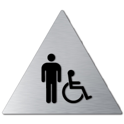 ADA Mens Restroom Door Sign with Male and Wheelchair Symbols - 12x12 - Brushed aluminum is an attractive alternative to plastic ADA signs